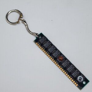 Vintage OKI Japan RAM Chip Keychain Upcycled Circuit Board Tech With Googly eyes